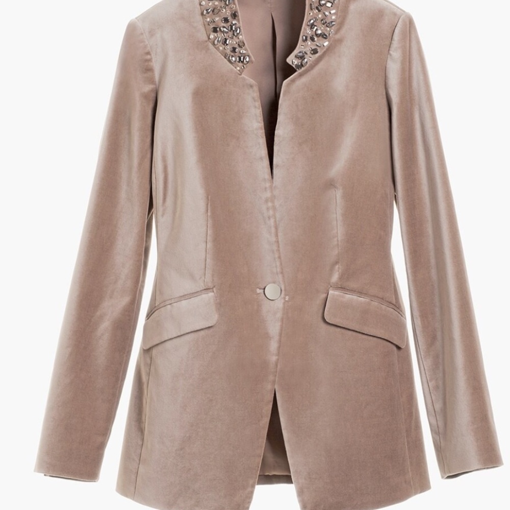 Embellished Color Jacket with matching blouse